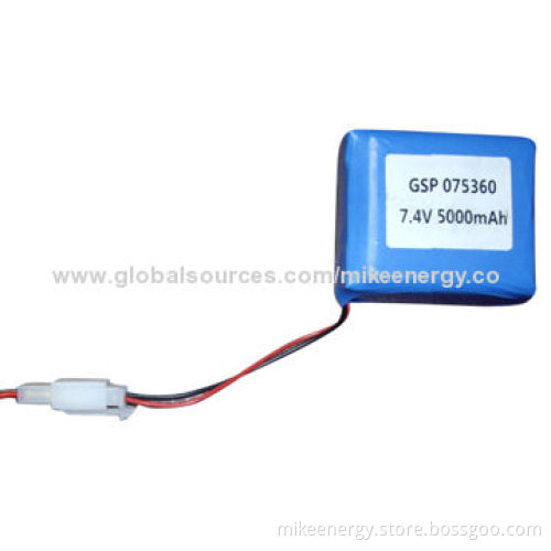 Lithium-ion Battery Pack with 7.4V Nominal Voltage 5,000mAh Capacity, Available for GSP